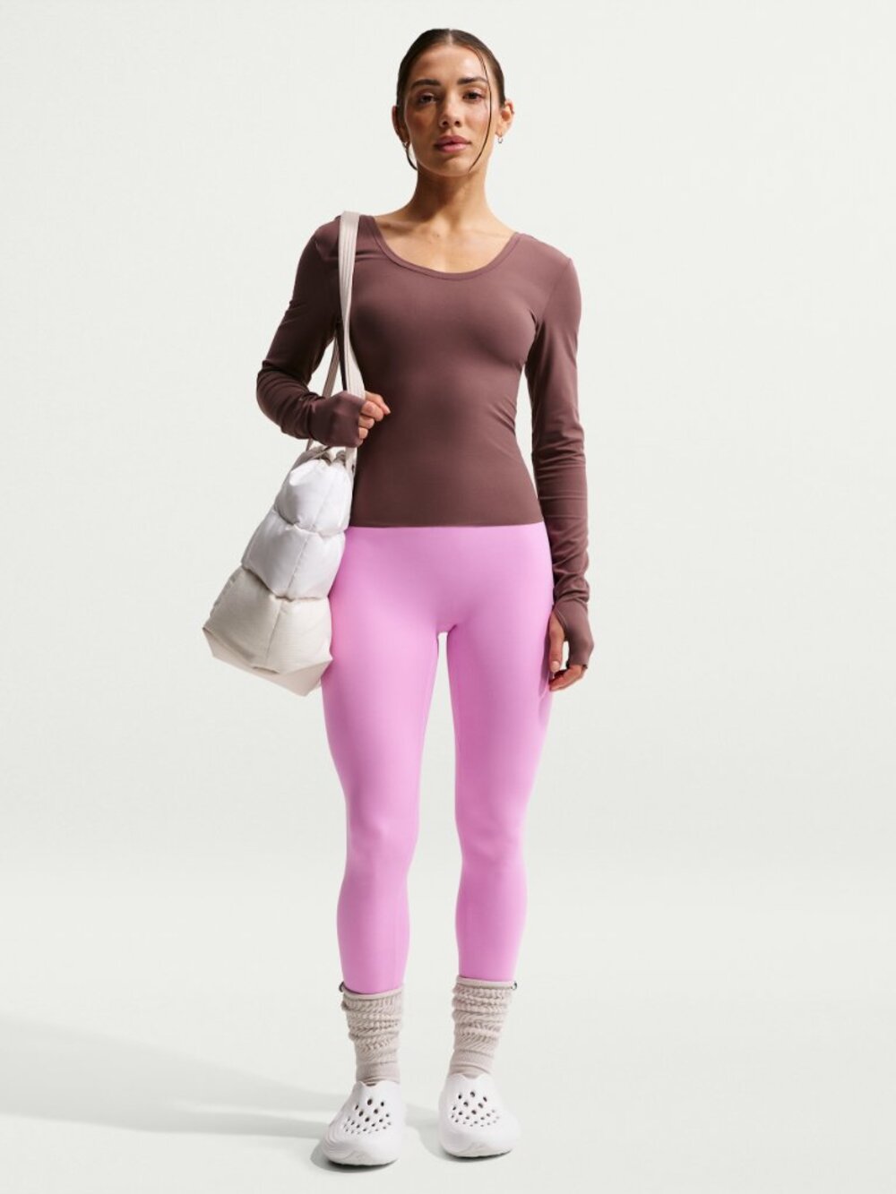 Women's Nike Zenvy High Waisted Full Length Leggings No Front Seam Pink Size XS
